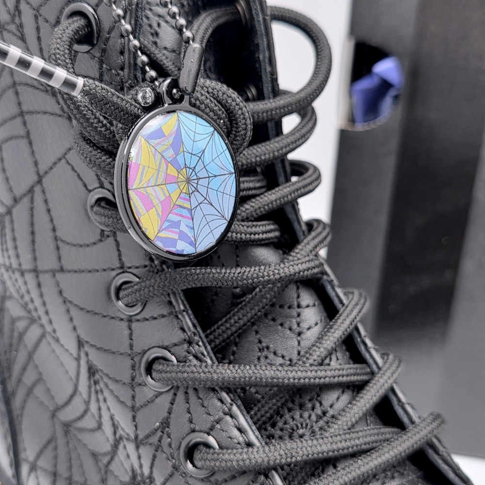 Dr. Martens Jadon Wednesday Addams Boots Womens 7 Black Spiderweb Nappa Lux New - Picture 12 of 15